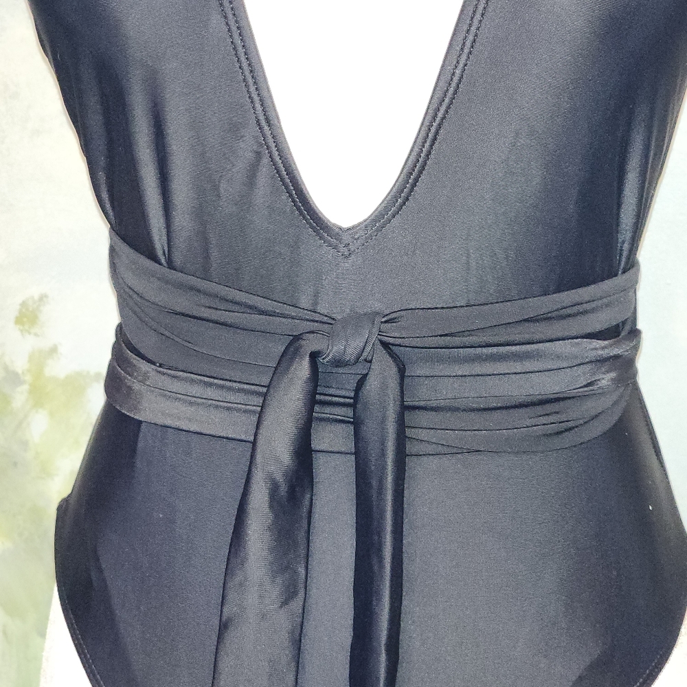 Deep V Multi Tie Black One Piece